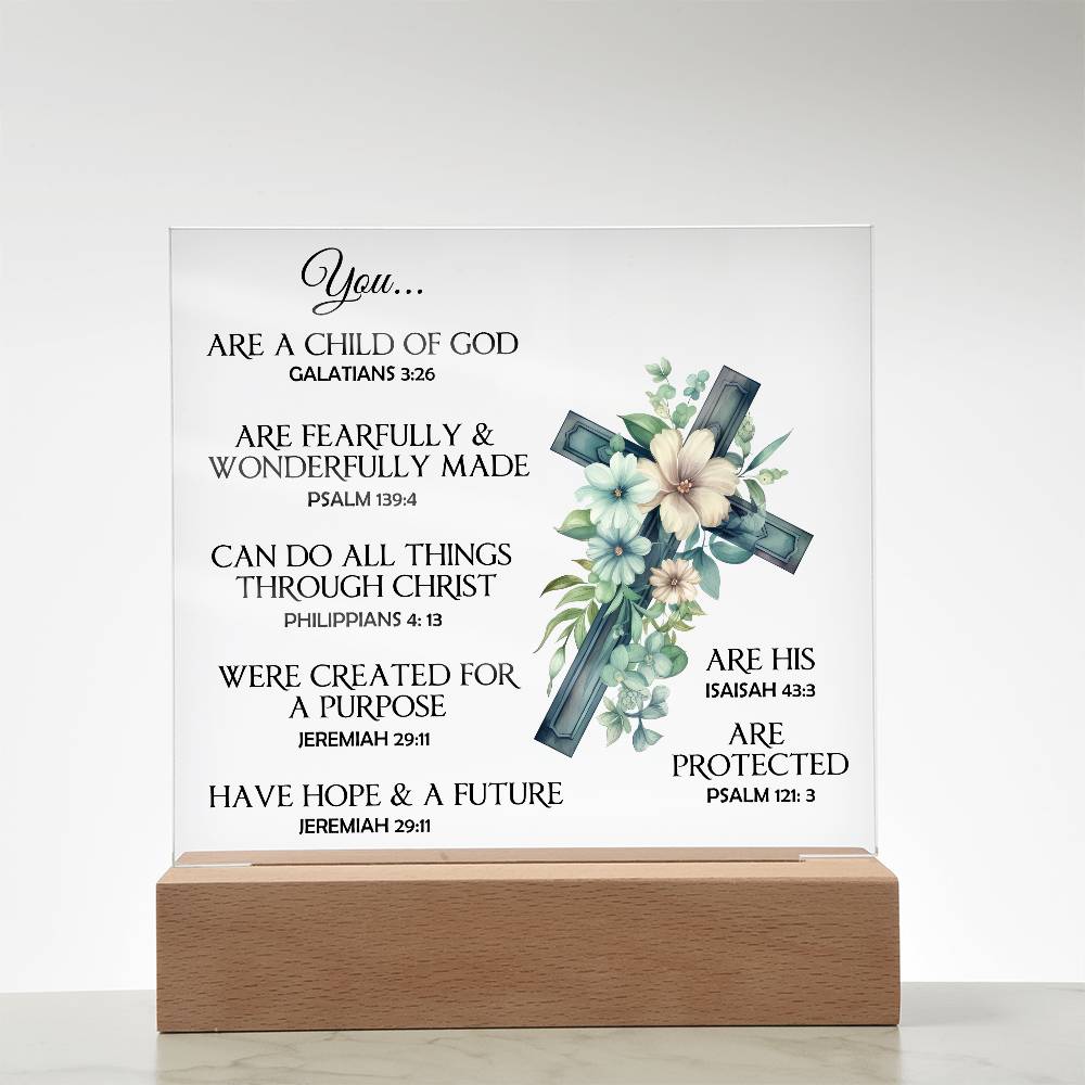 Faith - You - Multi-Bible Verse - Square Acrylic Plaque - The Shoppers Outlet