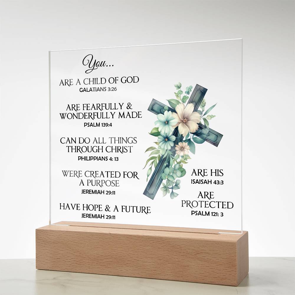 Faith - You - Multi-Bible Verse - Square Acrylic Plaque - The Shoppers Outlet