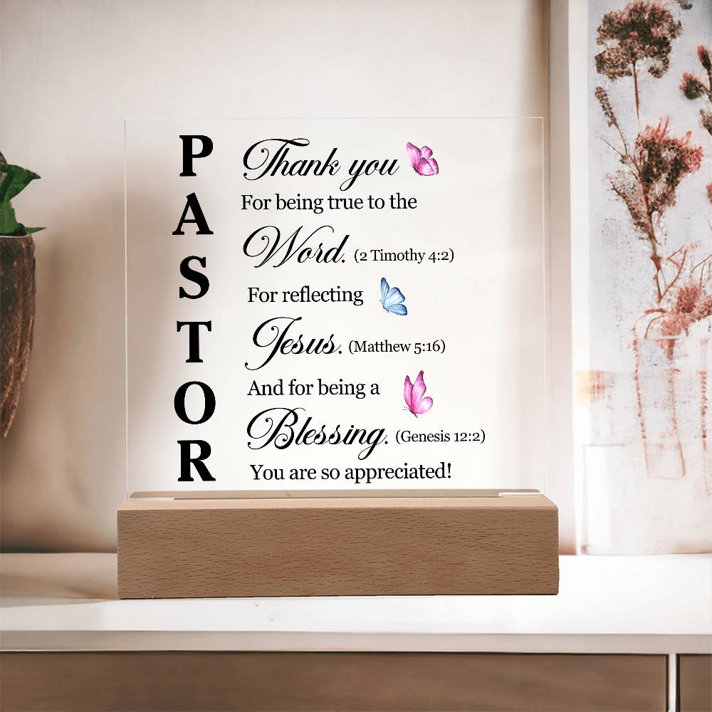 Faith - Pastor Bible Verse - Square Acrylic Plaque - The Shoppers Outlet