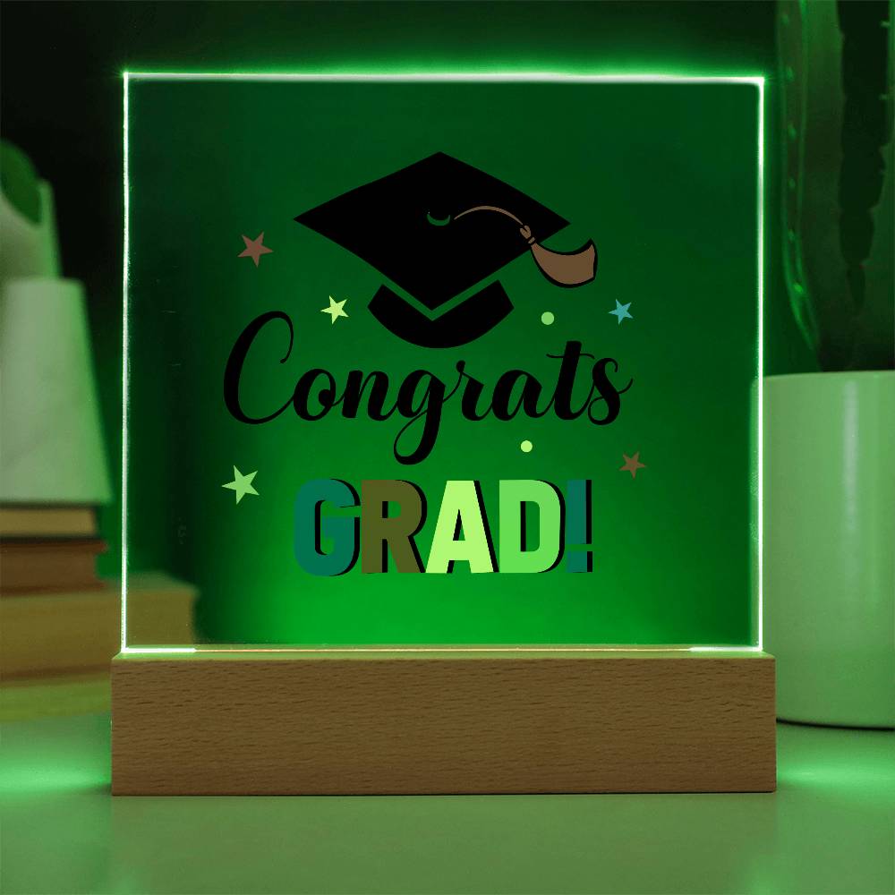 Graduation - Congrats Grad - Happy Congratulations - Square Acrylic Plaque - The Shoppers Outlet