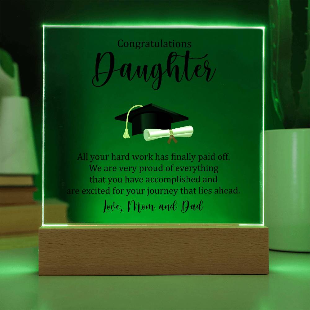 Daughter - We Are Very Proud - Happy Graduation - Square Acrylic Plaque - The Shoppers Outlet