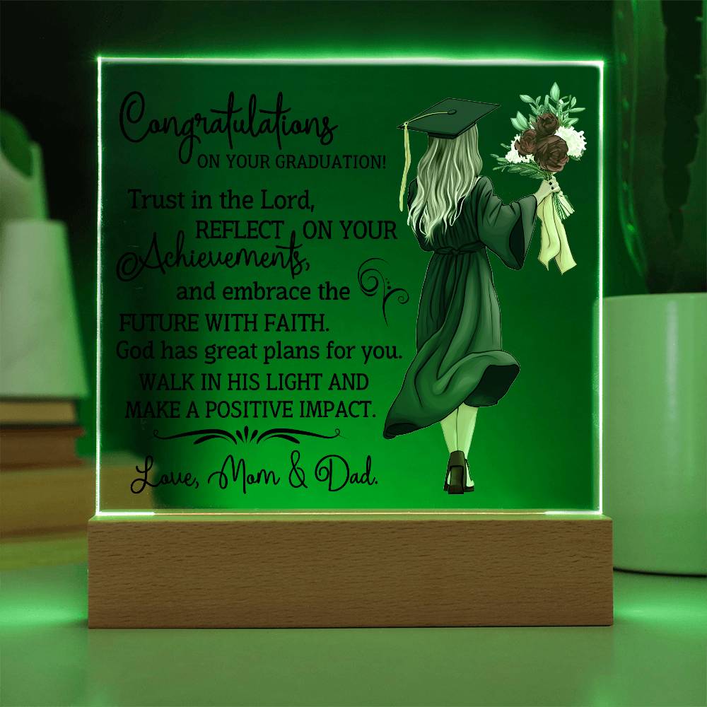 Graduation - Congratulations On Your Graduation - Trust In The Lord - Square Acrylic Plaque - The Shoppers Outlet