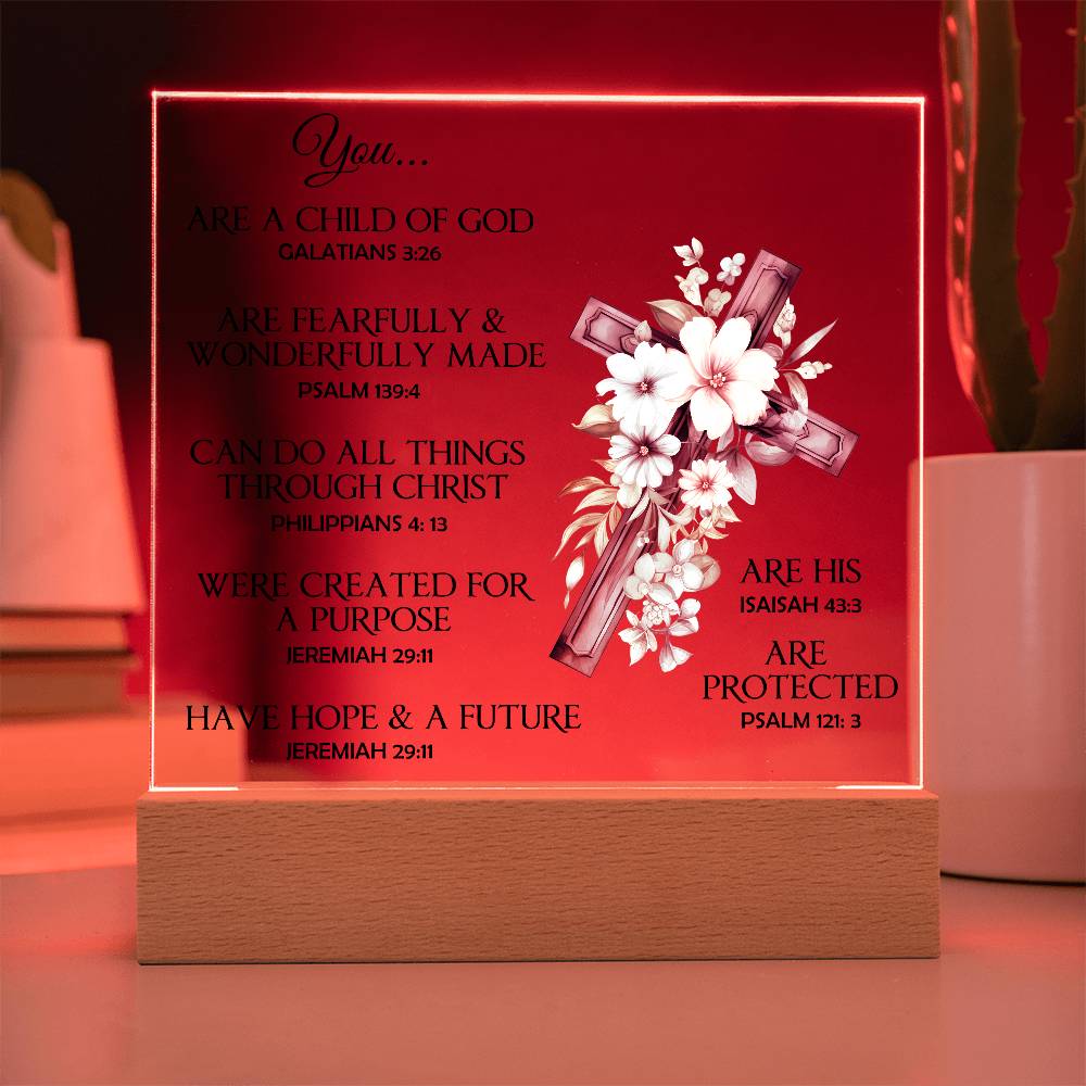 Faith - You - Multi-Bible Verse - Square Acrylic Plaque - The Shoppers Outlet