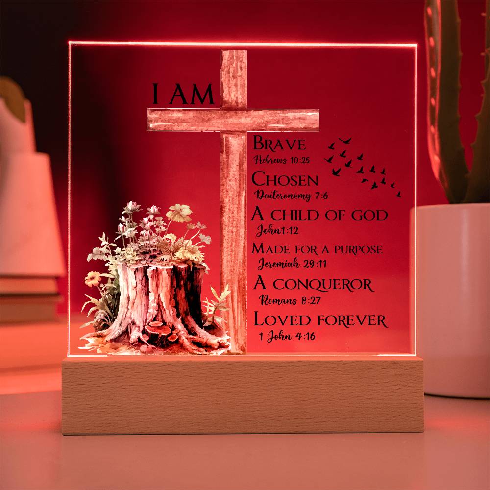 Faith - I Am - Multi - Bible Verse - Square Acrylic Plaque - The Shoppers Outlet