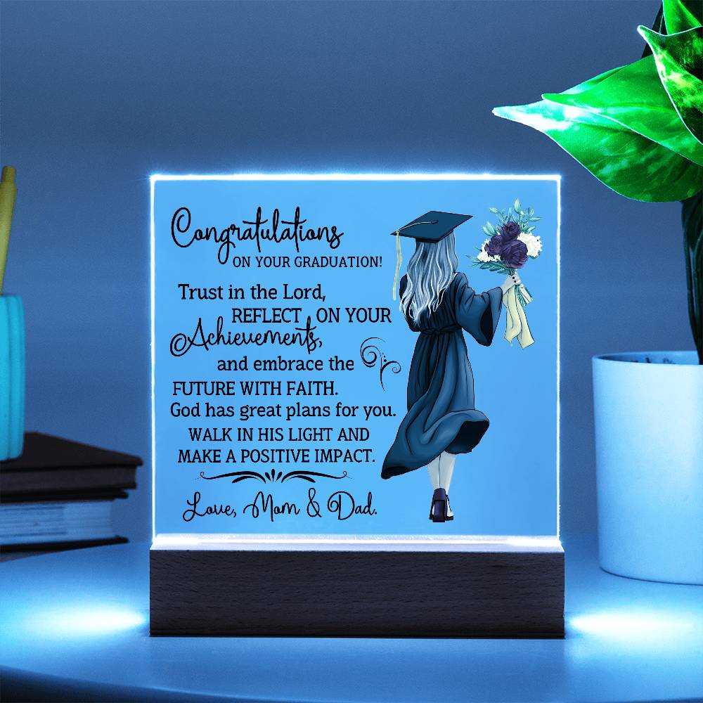 Graduation - Congratulations On Your Graduation - Trust In The Lord - Square Acrylic Plaque - The Shoppers Outlet