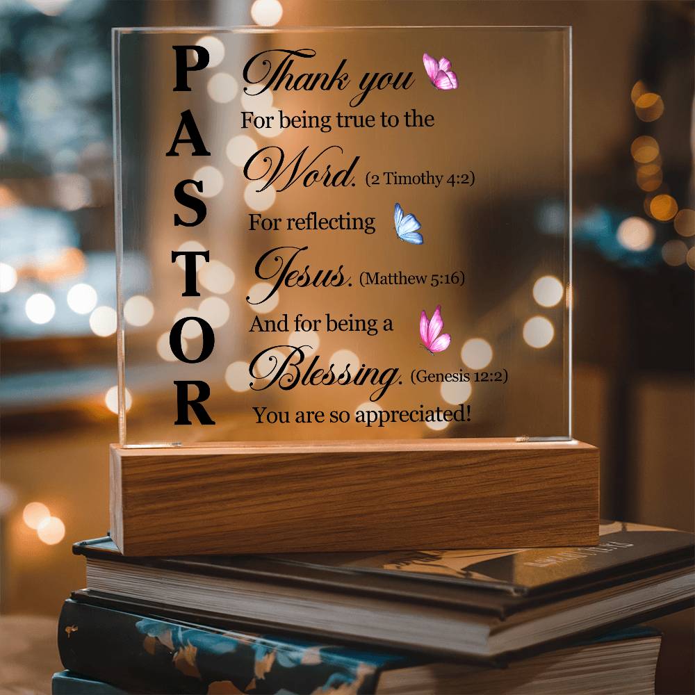 Faith - Pastor Bible Verse - Square Acrylic Plaque - The Shoppers Outlet