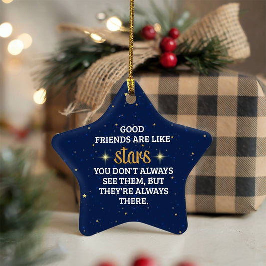 Friend - Holiday Ornament - Good Friends Are Like Stars - High Gloss Heart Ornament - The Shoppers Outlet