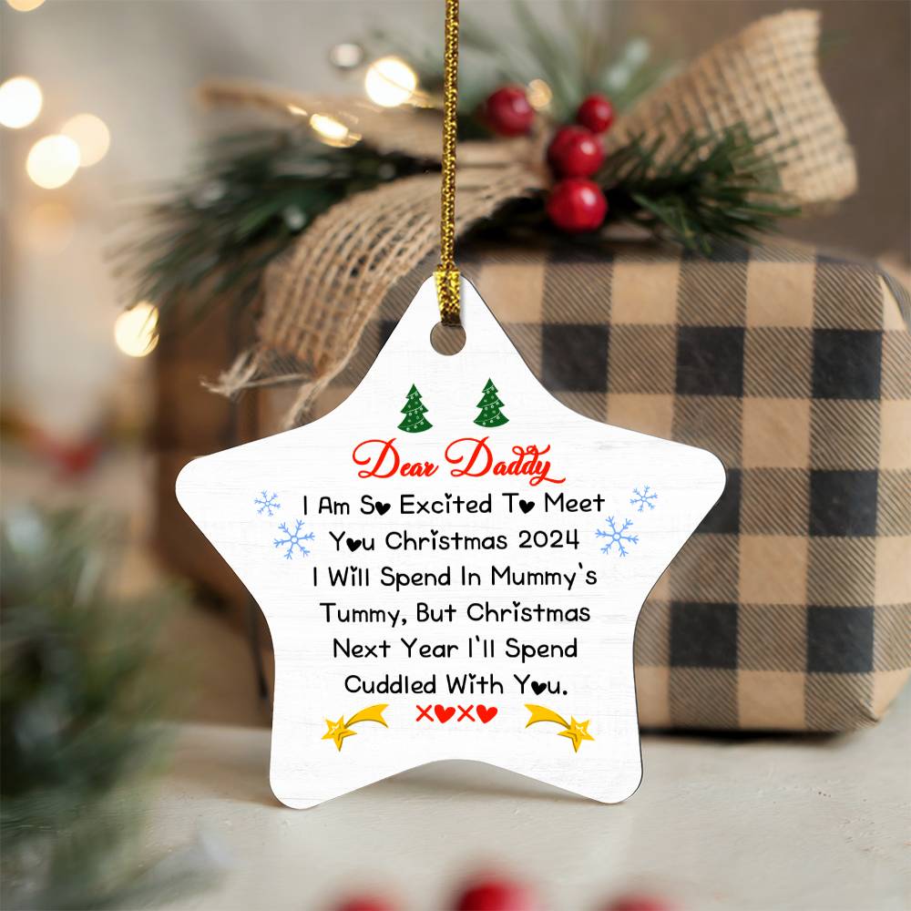 Dad - Holiday Ornament - Dear Daddy - High Gloss Star Ornament - The Shoppers Outlet