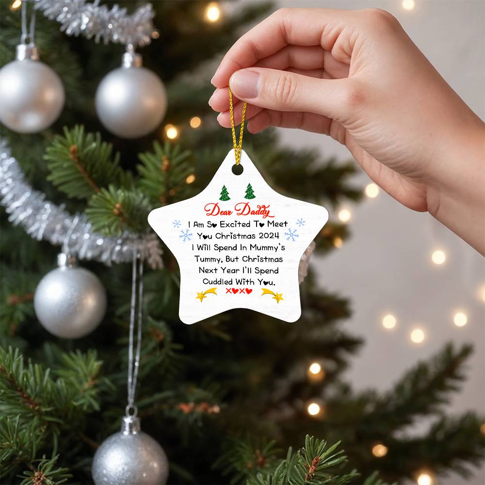 Dad - Holiday Ornament - Dear Daddy - High Gloss Star Ornament - The Shoppers Outlet