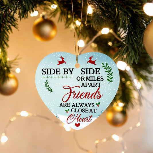 Friend - Holiday Ornament - Friends Are Always Close  At Heart - High Gloss Heart Ornament - The Shoppers Outlet