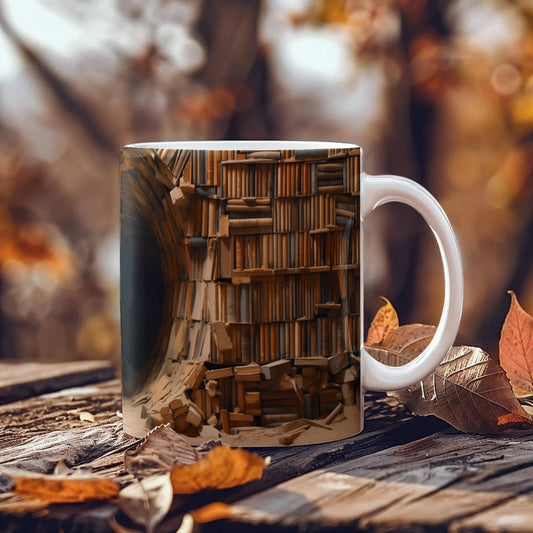 Bookshelf Design Coffee Mug - Ceramic Mug - The Shoppers Outlet