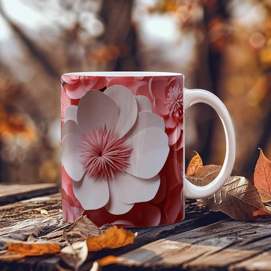 "Pink Flowers Design Coffee Mug - Ceramic Mug - The Shoppers Outlet