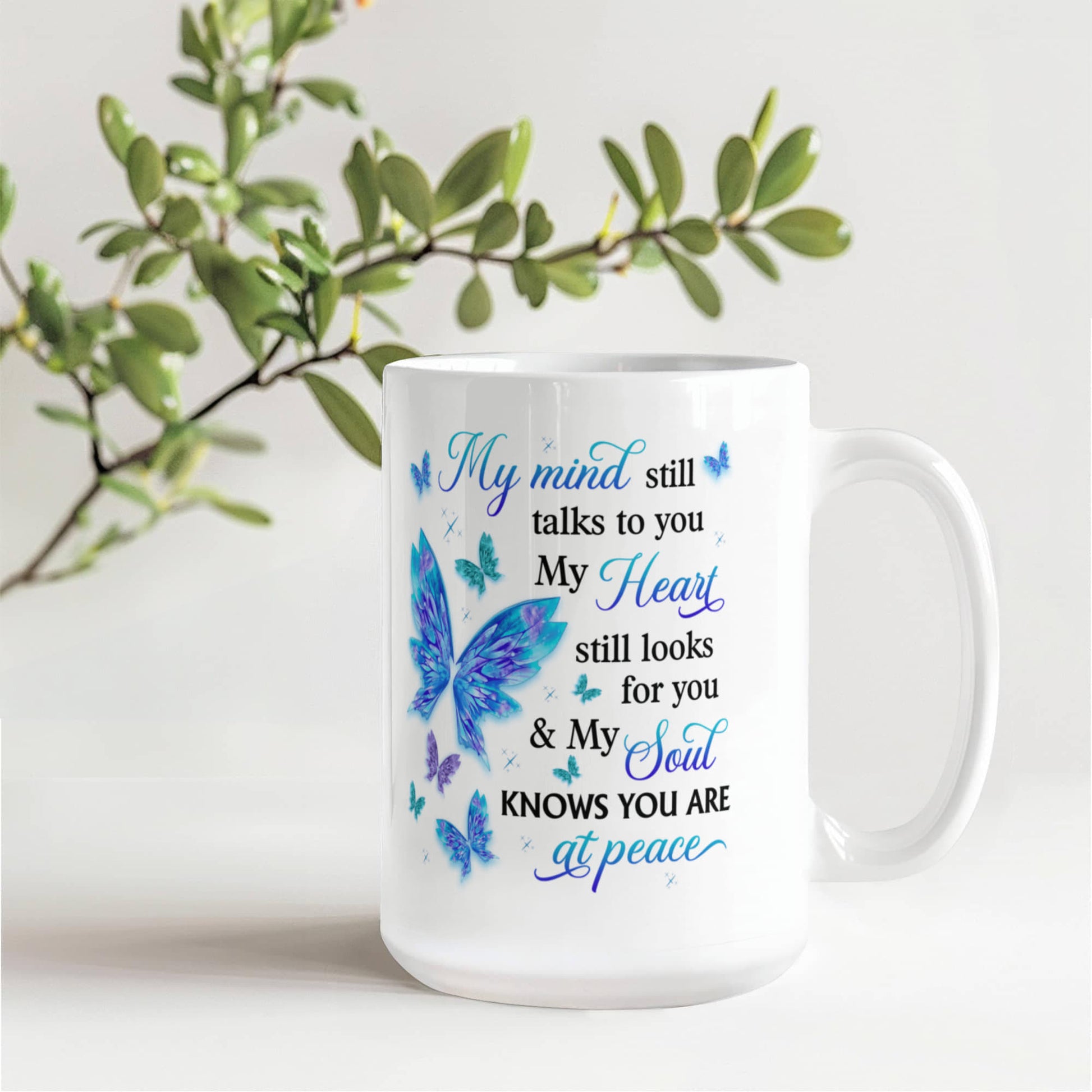 "Remembrance - My Mind - My Heart - My Soul - Ceramic Mug" - The Shoppers Outlet