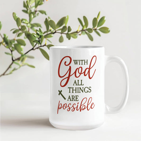 Inspirational - With God All Things Are Possible - Ceramic Mug - The Shoppers Outlet